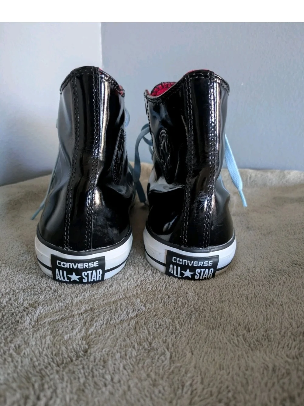 Converse All Star Patent Leather High Top Shoes Size 11.5 Men Chucks Clean!